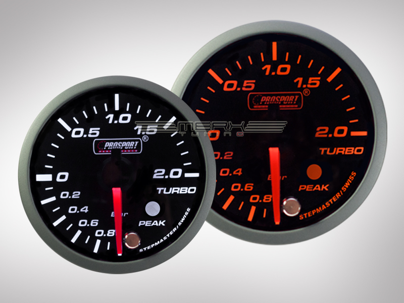 Ladedruckanzeige Racing Premium Serie Orange/ Weiss 52mm