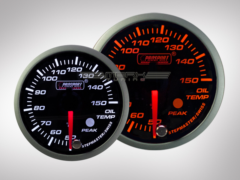 Öltemperaturanzeige Racing Premium Serie Orange / Weiss 52mm